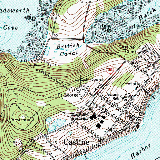 Topographic Map of Castine Census Designated Place, ME