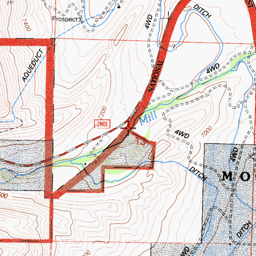 Topographic Map of Lundy Canyon, CA