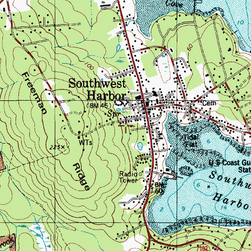 Topographic Map of Southwest Harbor Census Designated Place, ME