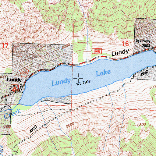 Topographic Map of Lundy Lake, CA