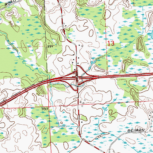 Topographic Map of Interchange 153, MI