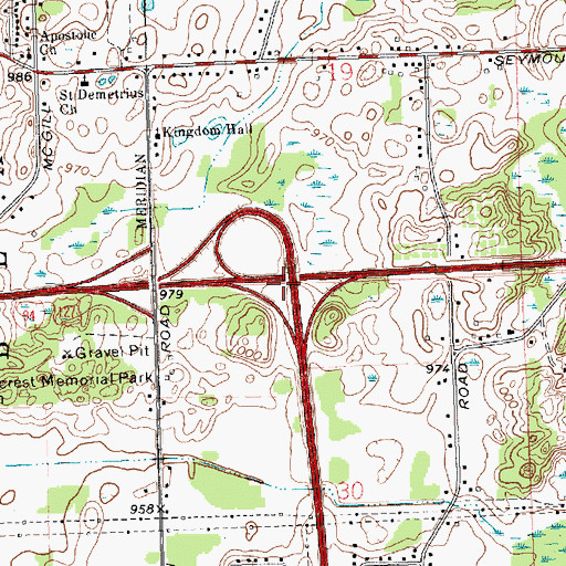 Topographic Map of Interchange 142, MI