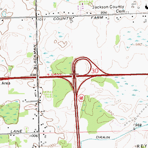 Topographic Map of Interchange 136, MI