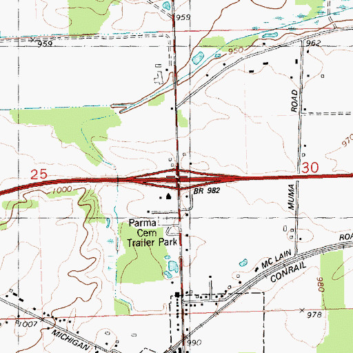 Topographic Map of Interchange 130, MI