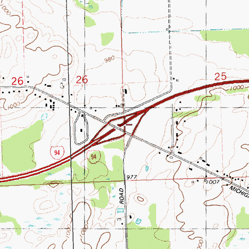 Topographic Map of Interchange 128, MI