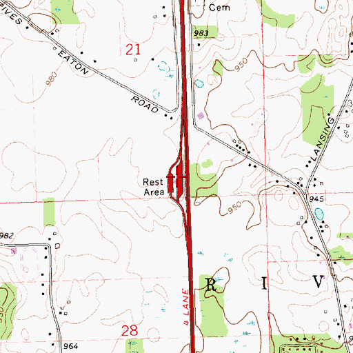 Topographic Map of Jackson Rest Area, MI