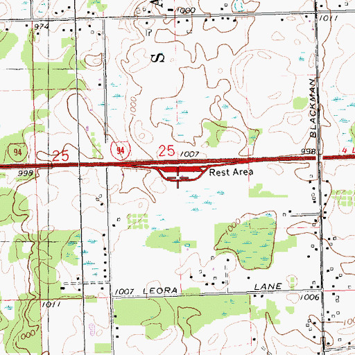 Topographic Map of Sandstone Rest Area, MI