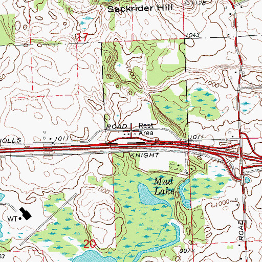 Topographic Map of Grass Lake Rest Area, MI
