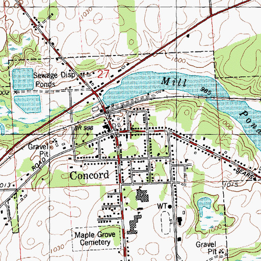 Topographic Map of Concord Universalists Historical Marker, MI