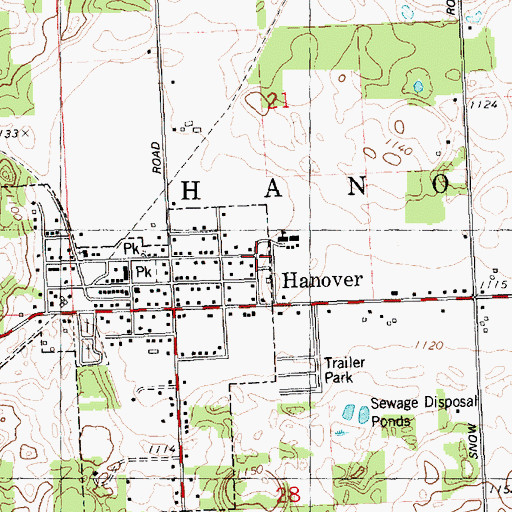 Topographic Map of Hanover High School Historical Marker, MI
