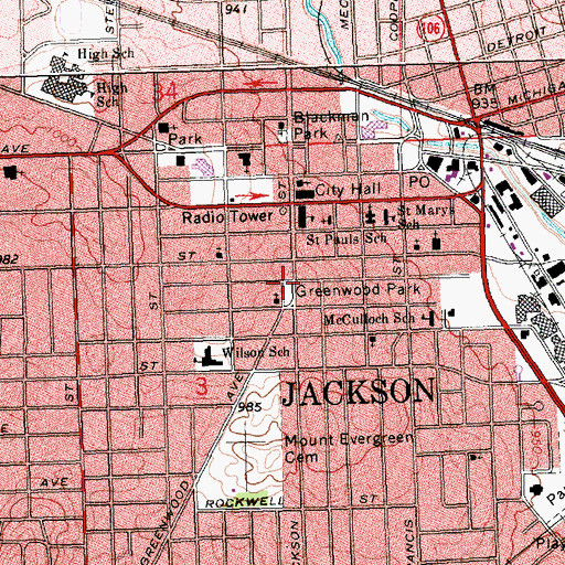 Topographic Map of Austin Blair Historical Marker, MI