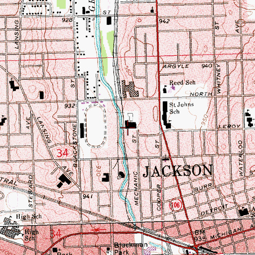 Topographic Map of First State Prison Historical Marker, MI