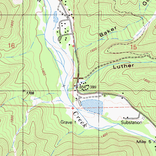 Topographic Map of Luther Gulch, CA