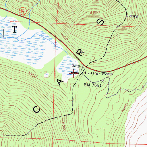 Topographic Map of Luther Pass, CA