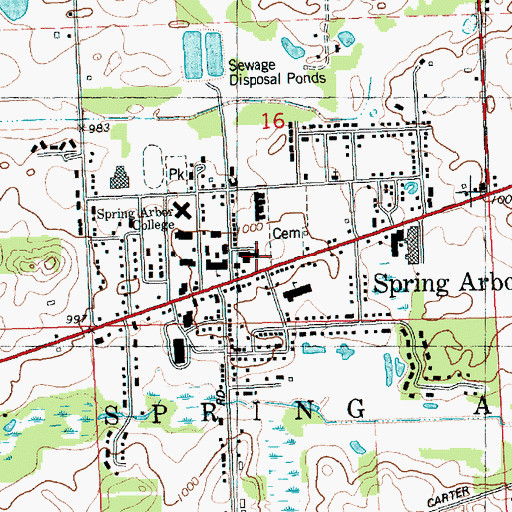 Topographic Map of Spring Arbor College Historical Marker, MI
