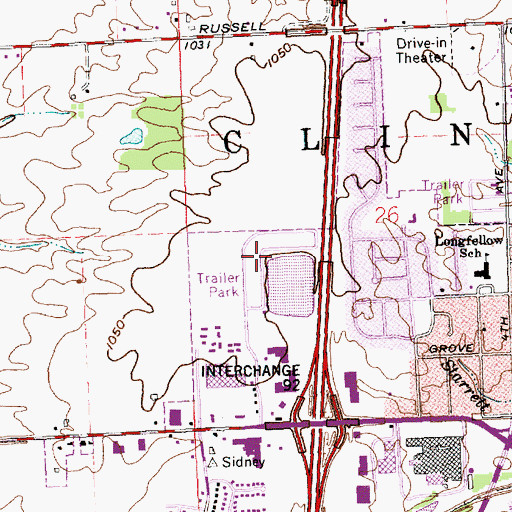 Topographic Map of Lakeside Village, OH