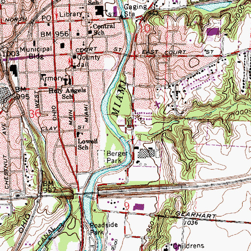 Topographic Map of Riverside Mobile Home Park, OH