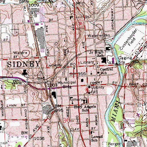 Topographic Map of Sidney Theatre, OH