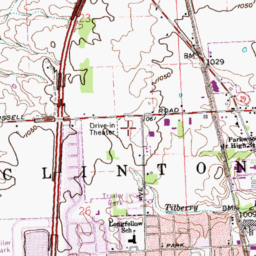 Topographic Map of Auto Vue Drive-In, OH