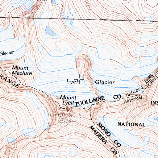 Topographic Map of Lyell Glacier, CA