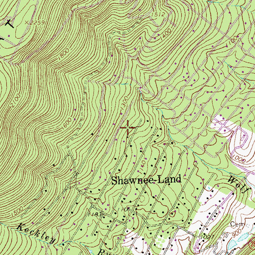 Topographic Map of Shawneeland Census Designated Place, VA