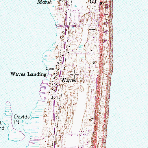 Topographic Map of Waves Census Designated Place, NC