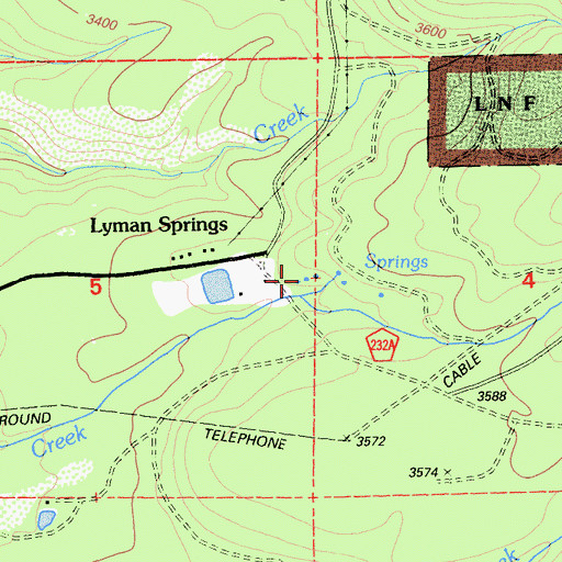 Topographic Map of Lyman Springs, CA