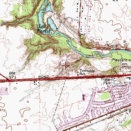 Topographic Map of Jefferson Lodge Mobile Home Park, OH