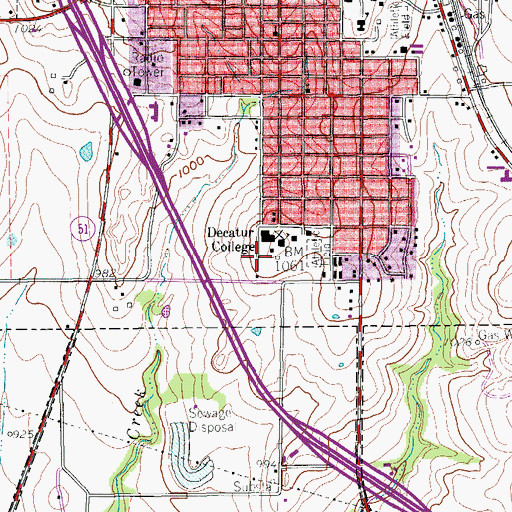Topographic Map of Decatur Police Department, TX