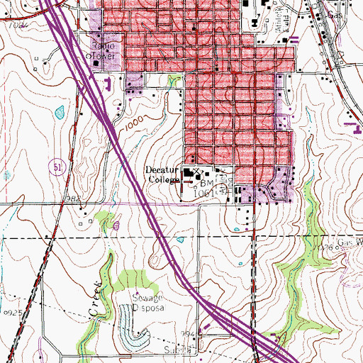 Topographic Map of Decatur City Public Works, TX
