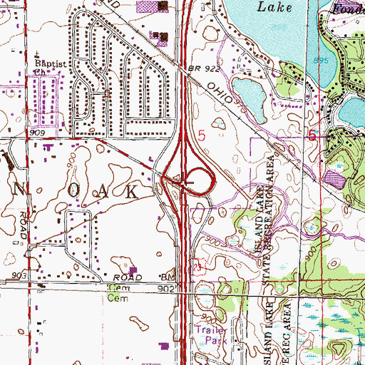 Topographic Map of Interchange 58, MI
