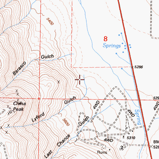 Topographic Map of Lynford Gulch, CA