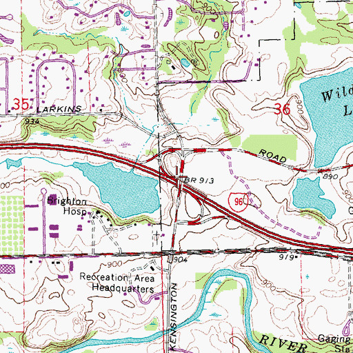Topographic Map of Interchange 151, MI
