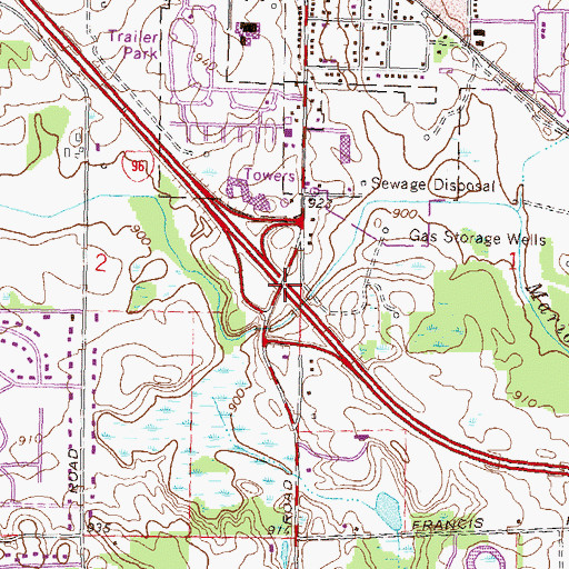 Topographic Map of Interchange 137, MI
