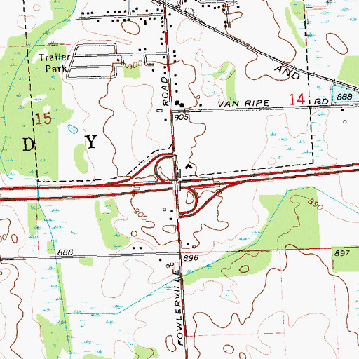 Topographic Map of Interchange 129, MI