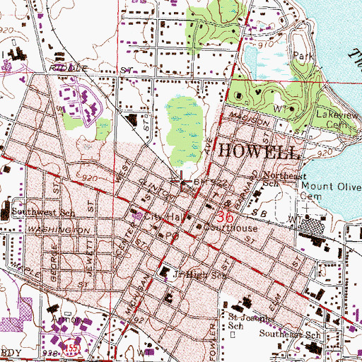 Topographic Map of Ann Arbor Railroad Historical Marker, MI