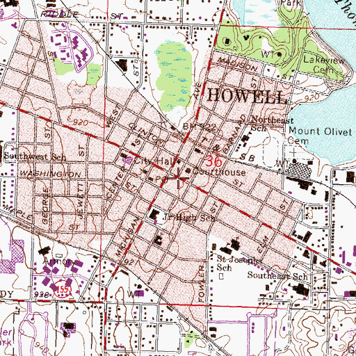 Topographic Map of County Courthouse Historical Marker, MI