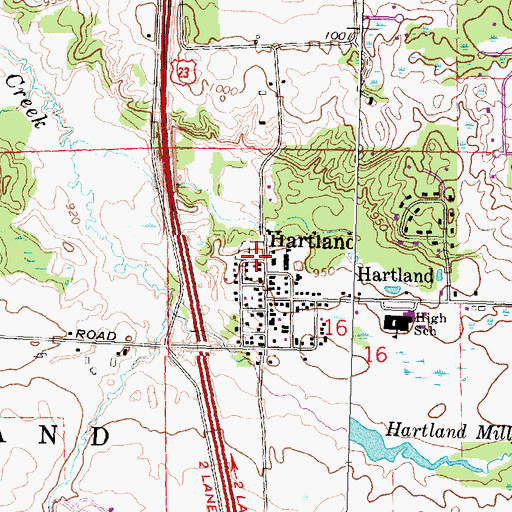 Topographic Map of Hartland Burying Ground Historical Marker, MI