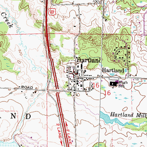 Topographic Map of Hartland Music Hall Historical Marker, MI