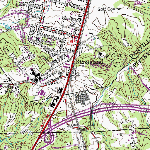 Topographic Map of Stokesland Cemetery, VA