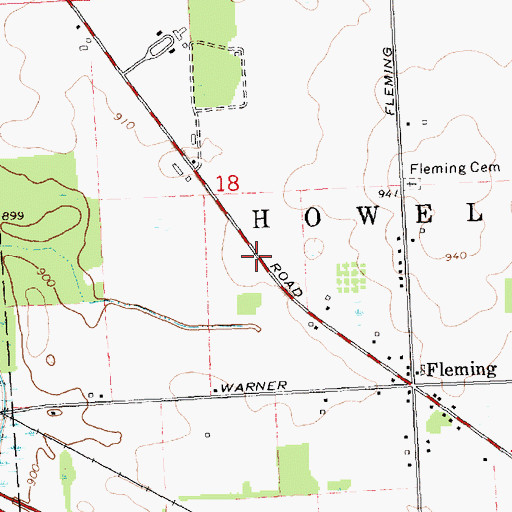Topographic Map of Howell School District Number Five Schoolhouse Historical Marker, MI