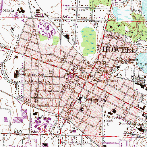 Topographic Map of Opera House Historical Marker, MI