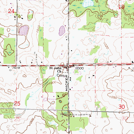 Topographic Map of Saint John the Baptist Catholic Church Historical Marker, MI