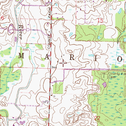 Topographic Map of Livingston County Poor Farm Cemetery, MI