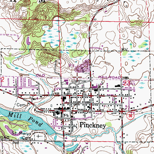 Topographic Map of Pinckney Station (historical), MI