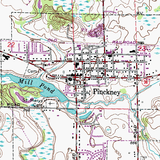 Topographic Map of Public Square Park, MI
