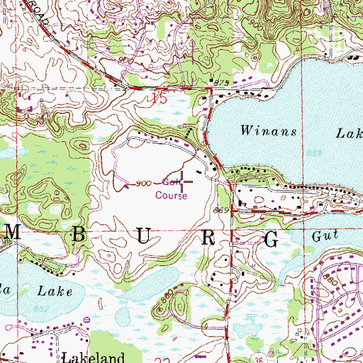 Topographic Map of Lakelands Golf and Country Club, MI