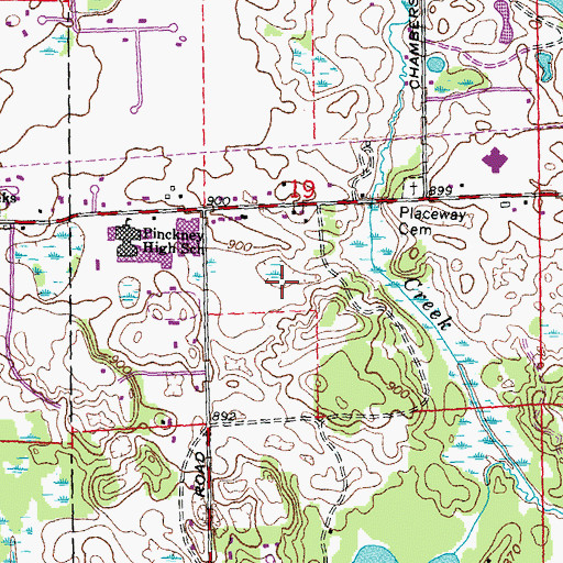 Topographic Map of Whispering Pines Golf Course, MI