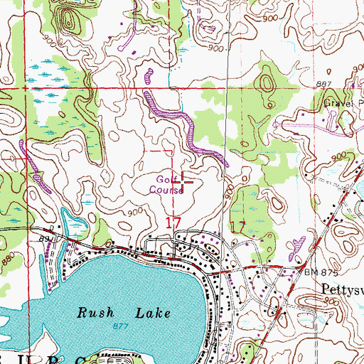 Topographic Map of Rush Lake Hills Golf Club, MI