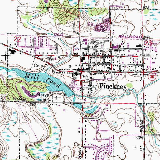 Topographic Map of Pinckney Police Department, MI